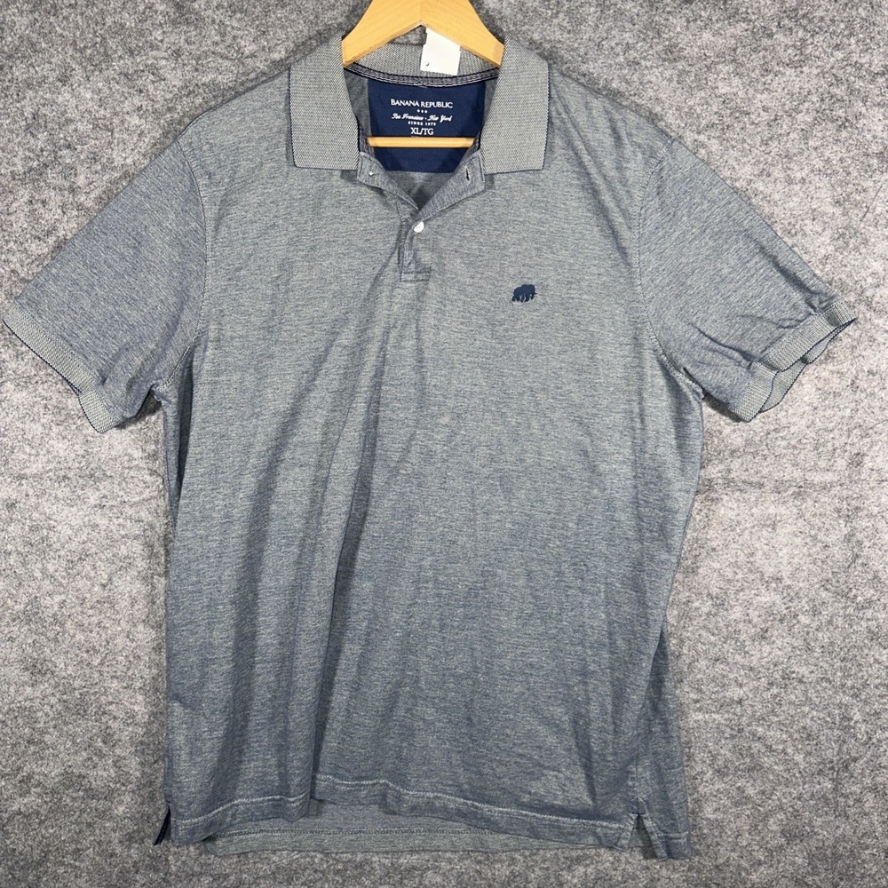 Mens Banana Republic Short Sleeve Blueish/Green Polo Shirt Size XL